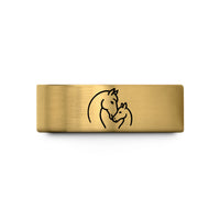 comfort fit bands unisex – gold tungsten mare nuzzling foal wedding band