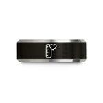 tungsten couple wedding band – black & gray tungsten measuring ruler heart wedding band