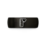 custom couples ring bands – black & rose gold tungsten measuring ruler heart wedding band