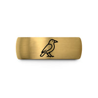 bands with custom engraving – black & gold tungsten crow wedding band