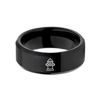 personalized couple ring present – black tungsten fire hydrant wedding band