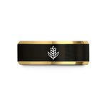 tungsten wedding band men – black & gold tungsten barley wedding band