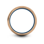 custom engraved couple rings – flip flops engraving on rose gold & blue & grey tungsten wedding band