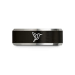 ring for men and women – black & grey tungsten hummingbird wedding band