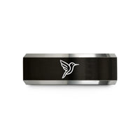 ring for men and women – black & grey tungsten hummingbird wedding band