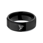 present ideas for couples – black tungsten hummingbird wedding band
