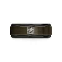 custom engraved wedding band – gunmetal & black tungsten kruskals algorithm maze wedding band