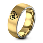 Engagement Gift for Couples Unique – gold & gray tungsten rainbow heart ring