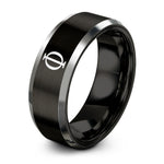 unique couple engagement rings – black & silver tungsten ratio symbol ring