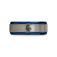 stylish rings for him – black & blue & grey tungsten scorpius wedding band