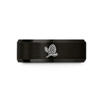 personalized friend presents – black tungsten spruce cone wedding band