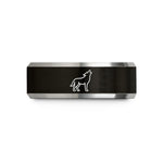 friendship rings for adults – black & grey tungsten howling dog standing wedding band