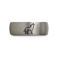 personalized presents for couples – gray tungsten howling dog standing wedding band