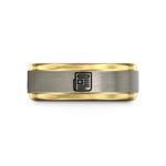 wedding band picks together – black & gold & gray tungsten newspaper wedding band