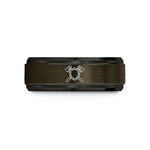 rings for joint promise – gunmetal & black tungsten shield axes crossed wedding band