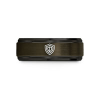 wedding presents for couples – gunmetal & black tungsten shield emblem wedding band