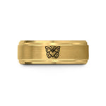 tungsten bands for couples – gold tungsten butterfly pair heart wedding band