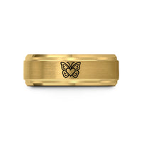 tungsten bands for couples – gold tungsten butterfly pair heart wedding band