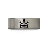 personalized presents for him – blue & silver tungsten crown wedding band