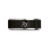 cool rings for men – black & gray tungsten major baton wedding band