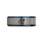 unique rings for him – black & blue & grey tungsten racquetball swing wedding band