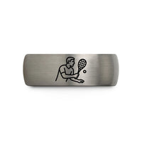 engraved rings for couples – black & gray tungsten racquetball swing wedding band