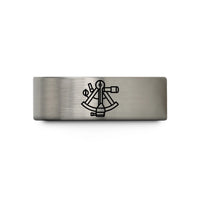 custom bands for couples – black & blue & silver tungsten sextant wedding band
