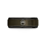 custom engraved rings – gunmetal & black tungsten bear print wedding band