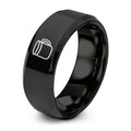 Enamel Mug – Tungsten Wedding Band, 8 mm, Black Comfort-Fit Unisex
