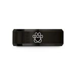 unisex wedding band – black tungsten paw heart wedding band