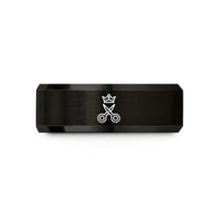tungsten bands for him – black tungsten crowned scissors wedding band