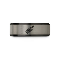 tungsten wedding ring sets – black & silver tungsten keytar wedding band