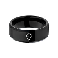 couples matching ring sets – black tungsten location dot marker wedding band