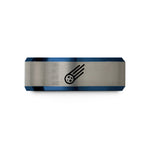 his and hers rings – blue & gray tungsten meteor wedding band