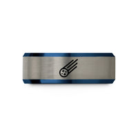 his and hers rings – blue & gray tungsten meteor wedding band