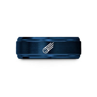 matching couple rings – blue tungsten meteor wedding band