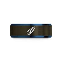 his and hers rings – gunmetal & blue tungsten meteor wedding band