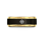 wedding rings men women – black & gold tungsten compass rose wedding band