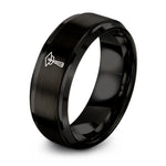 Engagement Ring for Her – black tungsten graduation tassel ring