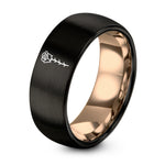 Engagement Ring for Her – black & rose gold tungsten rose stem thorns ring