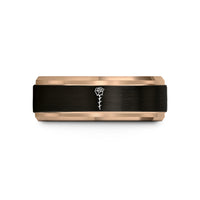 rose gold engagement ring – black & rose gold tungsten rose stem thorns wedding band