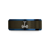 tungsten band for couples – gunmetal & blue tungsten self balancing scooter wedding band