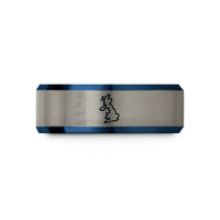 men’s wedding band style – blue & silver tungsten united kingdom wedding band