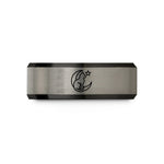 couples tungsten wedding bands – black & blue & grey tungsten black cat wedding band