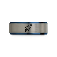 tungsten wedding rings men – black & blue & silver tungsten rocket wedding band