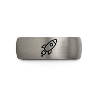 wedding rings for women – black & silver tungsten rocket wedding band