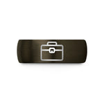custom men and women rings – gunmetal & black tungsten toolbox wedding band