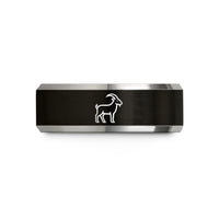 men's tungsten wedding band – black & grey tungsten goat wedding band
