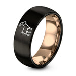 Engagement Ring for Man – black & rose gold tungsten goat ring