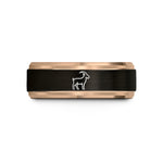 men's tungsten wedding band – black & rose gold tungsten goat wedding band